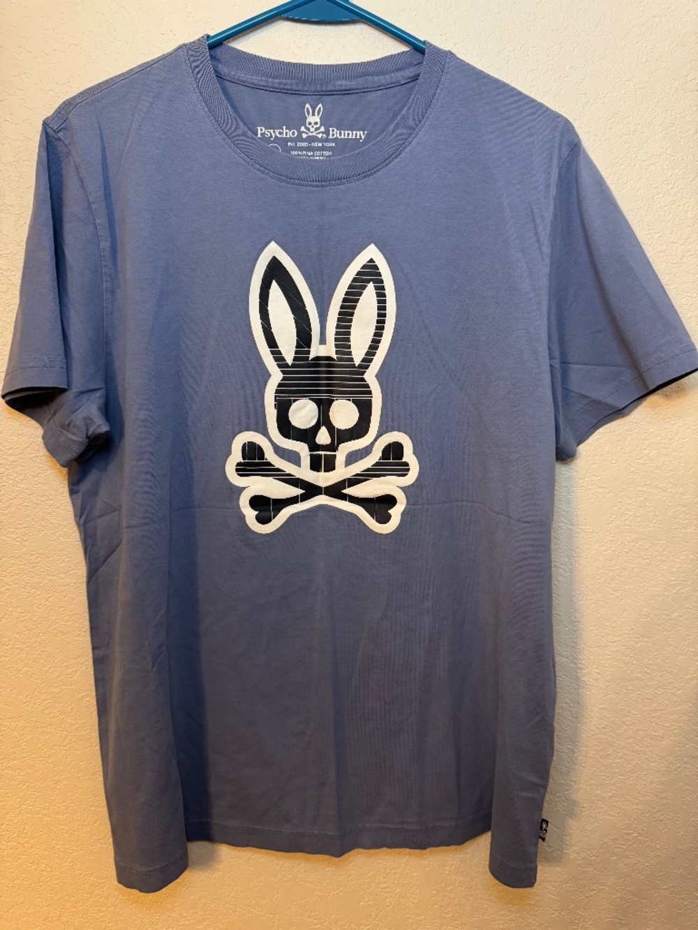 Psycho Bunny Skill Bunny Graphic Tee Men M Blue Pima